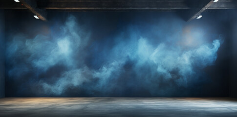 Texture dark concrete floor with mist or fog. 3D rendering