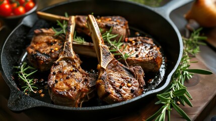 lamb chops on the pan