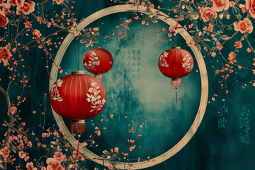 The New Year background of Chinese lanterns.