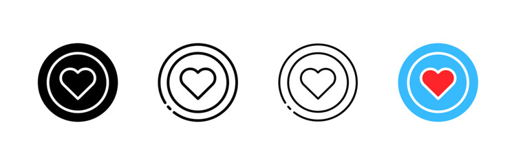 Heart icons in a circle. Different styles, heart in a circle. Vector icons