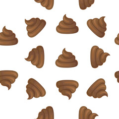 Seamless poop pattern Cartoon shit isolated on white background