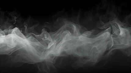 Light fog or smoke effect isolated on dark background. Steam explosion special effect. Effective texture of steam, fog, smoke, generative ai