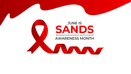 SANDS (stillbirth and neonatal death charity) awareness month is observed every year in june. June is SANDS awareness month. Vector template for banner, cover, greeting card, poster with background.