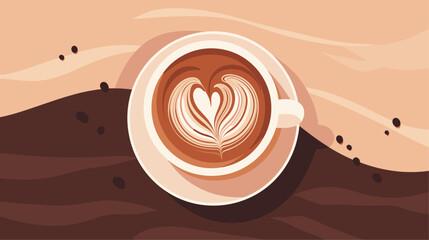 Vector illustration of a coffee cup stain pattern, creating a cozy and inviting background for cafe and lifestyle-themed projects. simple minimalist illustration creative - obrazy, fototapety, plakaty