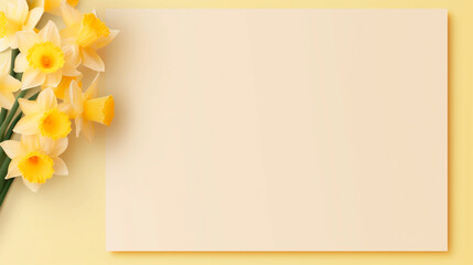 Yellow daffodils on a yellow background with space for text