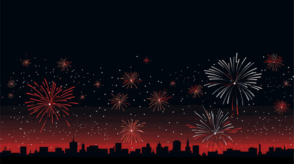 Fototapeta na wymiar Small minimalist background illustration, line art style. one line, creative,anime. Vectorized fireworks exploding in a night sky, symbolizing the excitement and grandeur of a special occasion or
