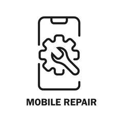 Repairing of mobile device. Mobile repair. Toolkit. Toolbox. Wrench and screwdriver icon. Work tools. Repairing, service tools. Vector illustration