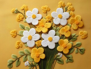 Beautiful hand embroidery flowers bouquet floral pictures