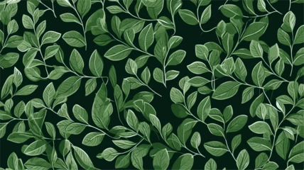 Foto op Canvas Vectorized lush green leaves forming a seamless pattern, embodying the refreshing and rejuvenating essence of a vibrant botanical background. simple minimalist illustration creative © J.V.G. Ransika