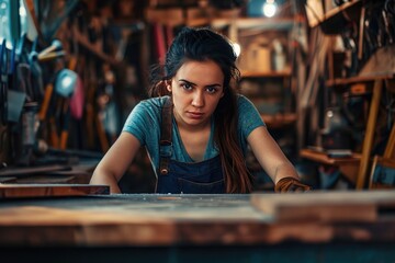 young woman working in a workshop