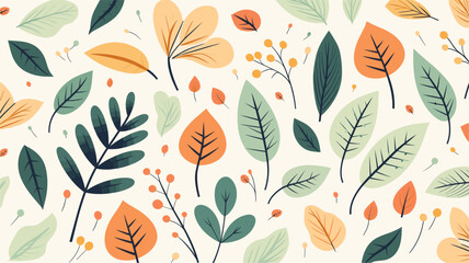 foliage and botanical elements forming a seamless pattern, capturing the natural and organic essence of botanical backgrounds. simple minimalist illustration creative - obrazy, fototapety, plakaty