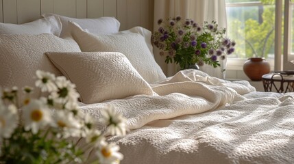 view of bed with  white pillows