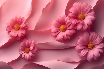 Group of Pink Flowers on Pink Background