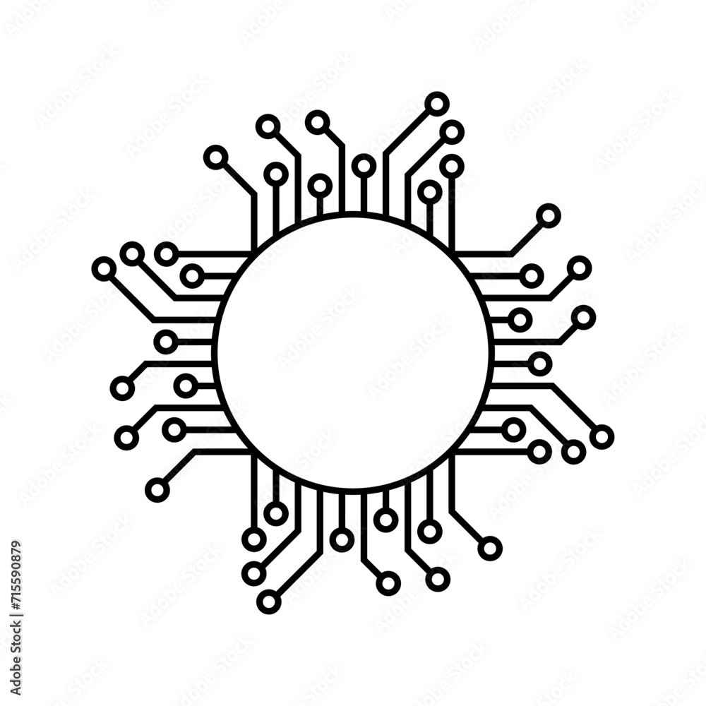 Poster circuit icon vector illustration logo template. processor line logo icon. processor circuit vector