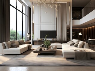 Fototapeta premium Modern living room interior design. Living room ideas. Drawing room interior design. 3d rendering 