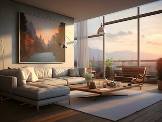 Modern living room interior design. Living room ideas. Drawing room interior design. 3d rendering 