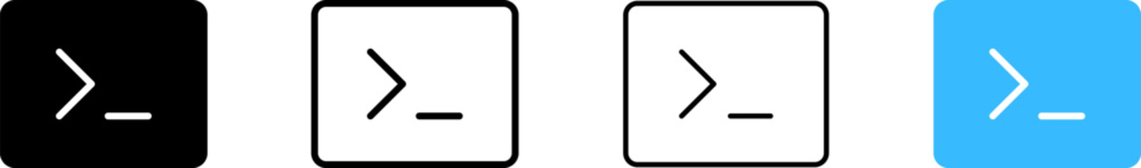 Arrow and underline icons. Different styles, arrow with right and underline in square icons. Vector icons