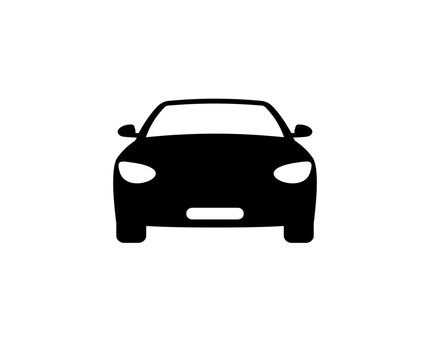 Car icon. Car symbol frontal car icon. Transport icon. Automobile silhouette front view. Sedan car, vehicle or automobile symbol on white background vector design and illustration.