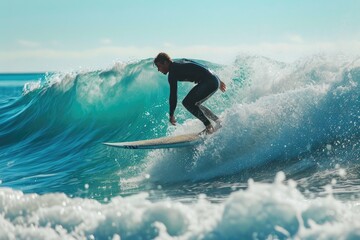 professional surfer riding waves in action