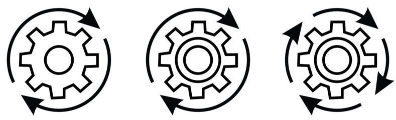 Gear wheel with arrow line icon for web, mobile and infographics.  - obrazy, fototapety, plakaty