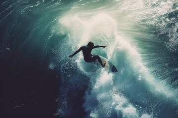 professional surfer riding waves in action - obrazy, fototapety, plakaty
