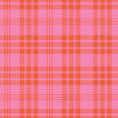 Pink and orange plaid tartan checkered seamless pattern. For fabric, picnic blanket and Tablecloth 