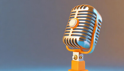 Classic Retro Vintage Microphone. Microphone icon. 3d render illustration