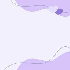 Purple background with curved lines and 2 hearts.