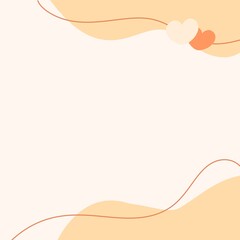 Obraz premium Orange background with curved lines and 2 hearts.