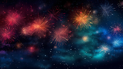 Beautiful fireworks background at night for holiday decoration