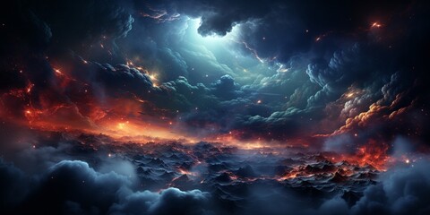 Naklejka premium Night sky - Universe filled with stars, nebula and galaxy