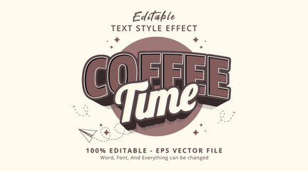 Editable text effect Coffee TIme 3d style
