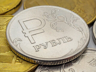 1 ruble coin close up