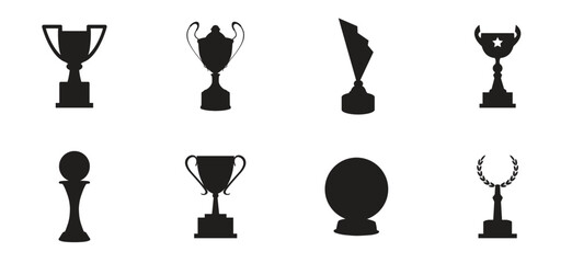 Trophy cup icon collection vector. Award and trophy design sets. - obrazy, fototapety, plakaty