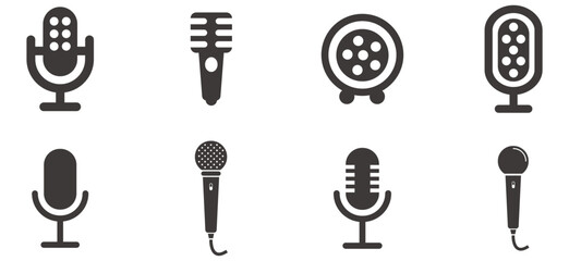 A set of various microphone design. Microphone vector design collection.