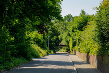 Suburb of Maastricht city, Quiet countryside road in summer, The Pieterpad is a long distance...