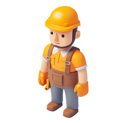 Obraz na płótnie Canvas 3D Cartoon Construction Worker on White Background