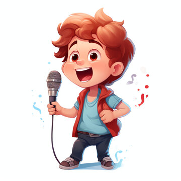 the boy was singing very happy