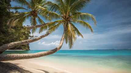 Sun-Kissed Shores: Idyllic Palm-Fringed Tropical Beachscape