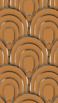 Abstract luxury squoval ring pattern with silver outline backgrounds moving from up to down creating a seamless loop animation over orange color background. Elegant circles luxury award background.