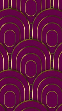 Abstract luxury squoval ring pattern with silver outline backgrounds moving from up to down creating a seamless loop animation over pink color background. Elegant circles luxury award background.