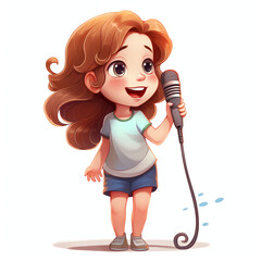 Cute girl are singing very happy
