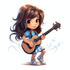 Cute girl is playing guitar