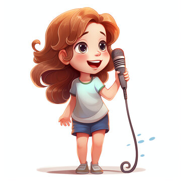 Cute girl are singing very happy