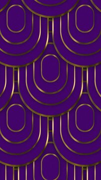 Abstract luxury squoval ring pattern with silver outline backgrounds moving from up to down creating a seamless loop animation over purple color background. Elegant circles luxury award background.