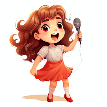 Cute girl are singing very happy