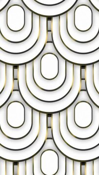 Abstract luxury squoval ring pattern with silver outline backgrounds moving from up to down creating a seamless loop animation over white color background. Elegant luxury award background.