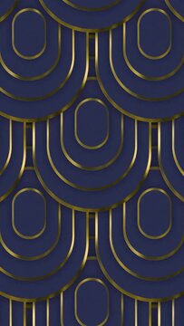 Abstract luxury squoval ring pattern with silver outline backgrounds moving from up to down creating a seamless loop animation over navy blue color background. Elegant luxury award background.