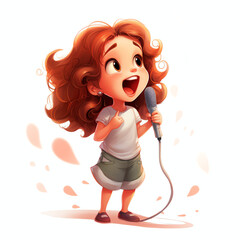 Cute girl are singing very happy