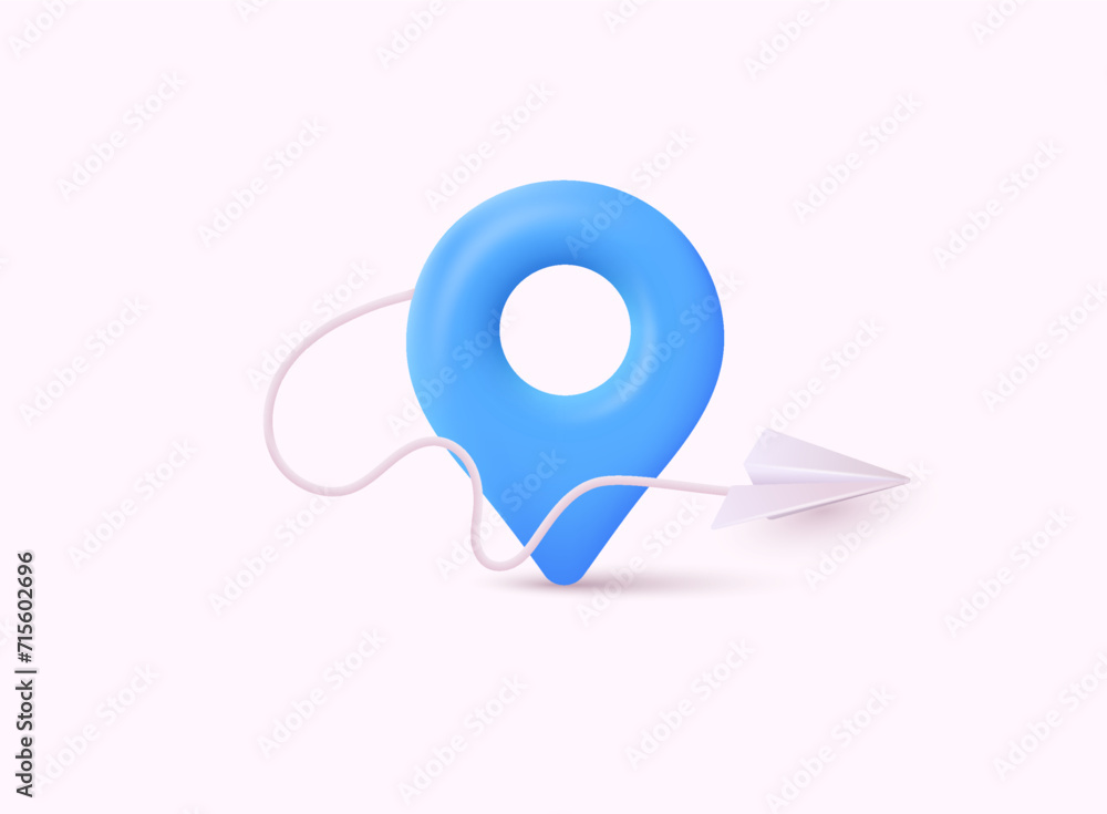 Poster mark location. locate pin gps map. realistic. icon isolated on white background. 3d web vector illus